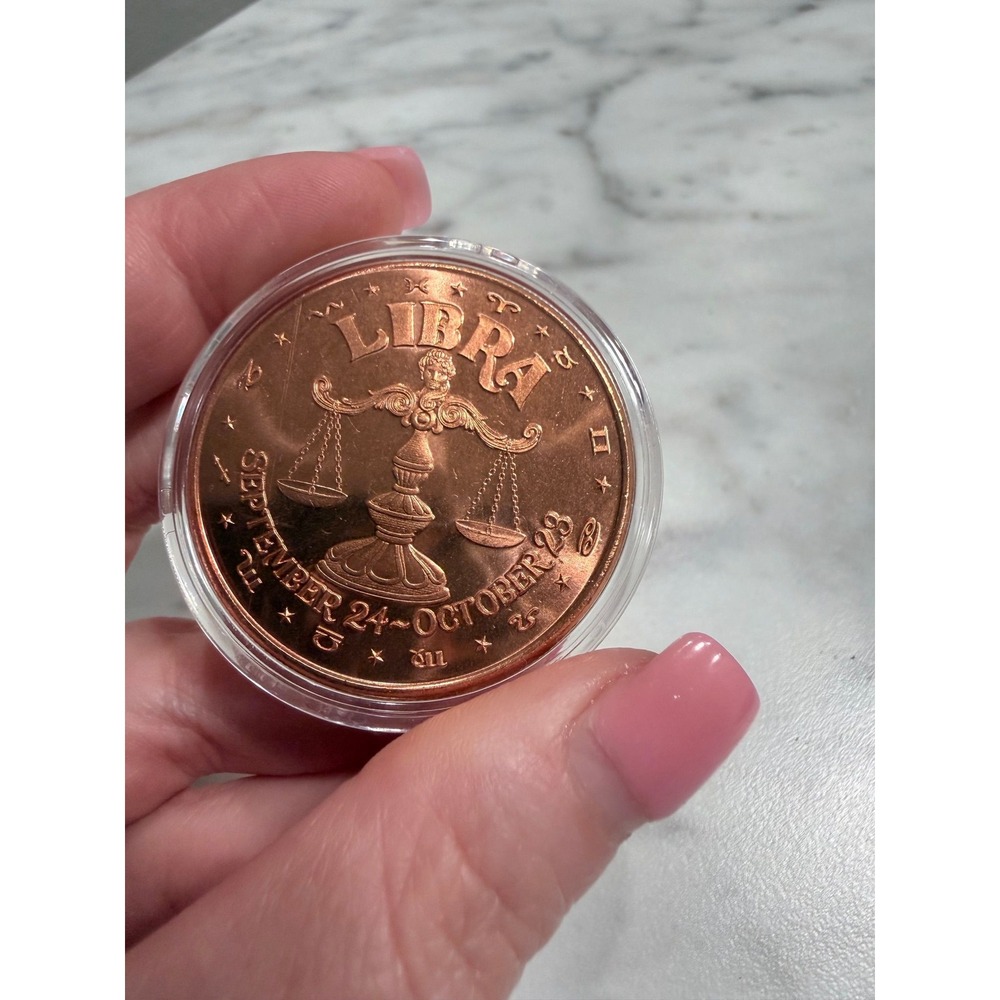 Libra Zodiac 1 oz .999 Fine Copper Round Bullion Coin Chinese Zodiac Wheel USA